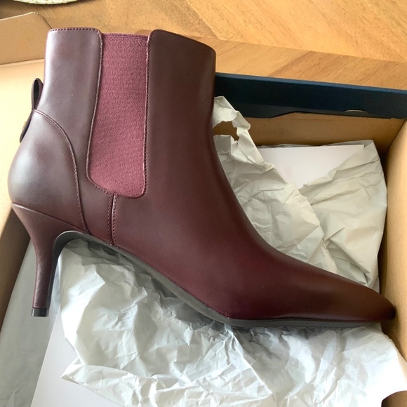 COLE HAAN Go-To-Park BLOODSTONE Leather Booties Pointed Toe Stiletto heel boots - Picture 6 of 11